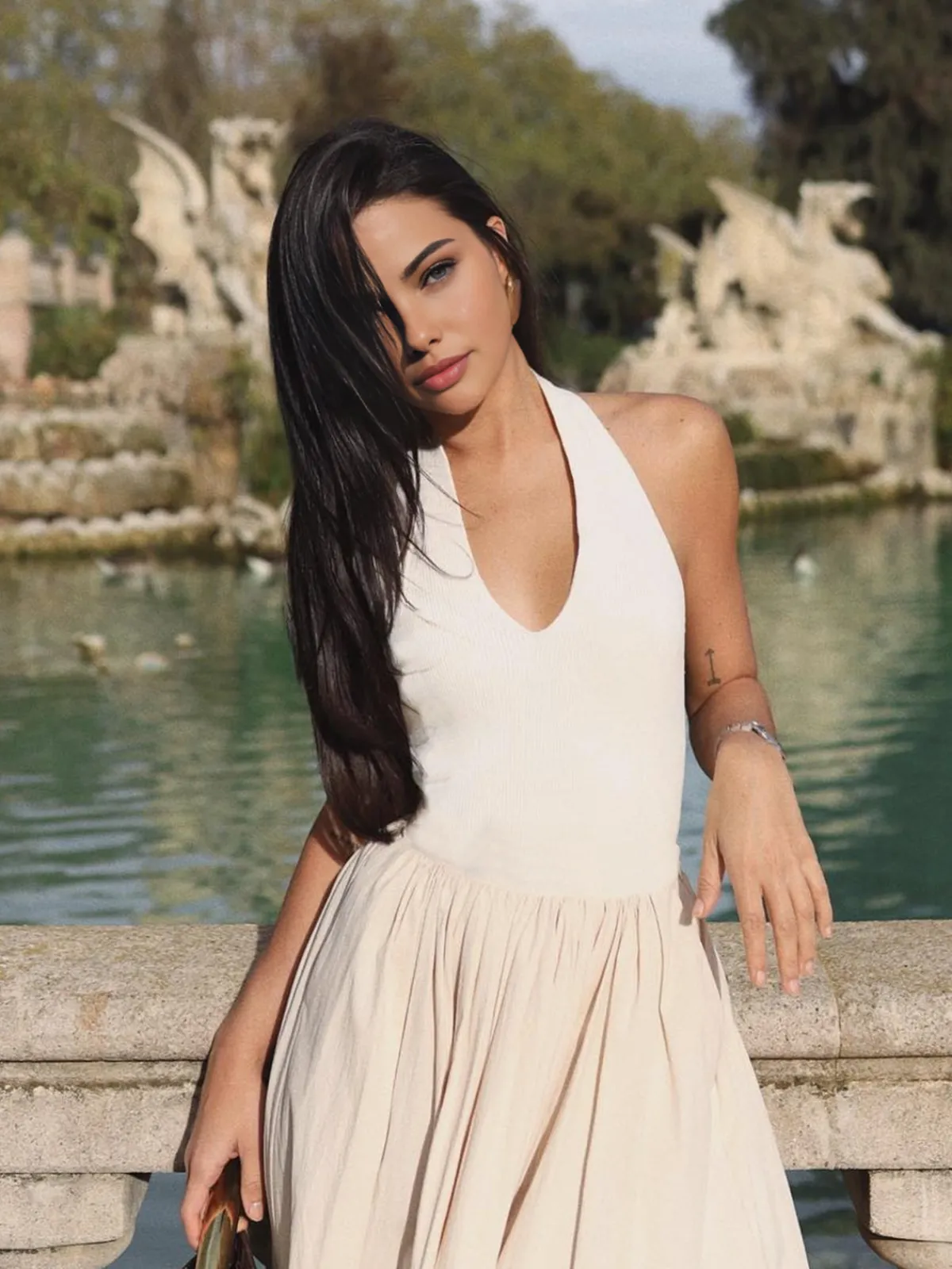 Hot Halter Backless Pockets Dress White Dresses|Black Dresses