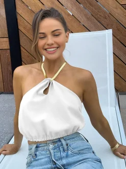 Outlet Halter Crop Sleeveless Top Crop Tops|Tank Tops & Camis