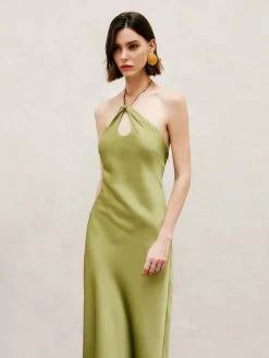 New Halter Keyhole Neckline Backless Long Dress Casual Dresses|Cocktail & Party Dresses