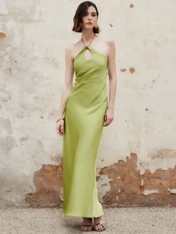New Halter Keyhole Neckline Backless Long Dress Casual Dresses|Cocktail & Party Dresses