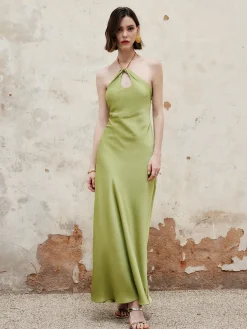 New Halter Keyhole Neckline Backless Long Dress Casual Dresses|Cocktail & Party Dresses