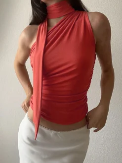 New Halter Neck Asymmetrical Top Sweater Tops|Tank Tops & Camis
