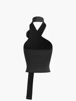 Clearance Halter Open Back Rosette Tank Top Sweater Tops|Tank Tops & Camis