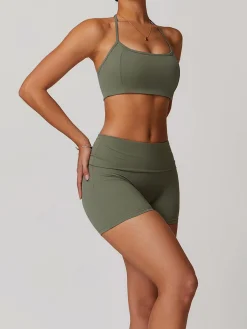 Online Halter Skinny Quick-Drying Shorts Set Shorts|Activewear