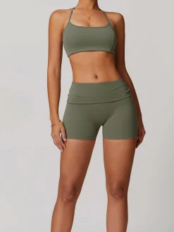 Online Halter Skinny Quick-Drying Shorts Set Shorts|Activewear