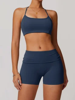 Online Halter Skinny Quick-Drying Shorts Set Shorts|Activewear