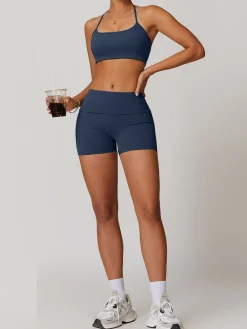 Online Halter Skinny Quick-Drying Shorts Set Shorts|Activewear