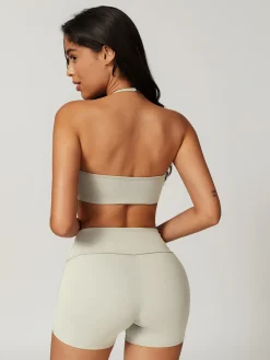 Online Halter Skinny Quick-Drying Shorts Set Shorts|Activewear