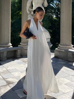 Best Halter V-Neck Sleeveless Long Dress Dresses
