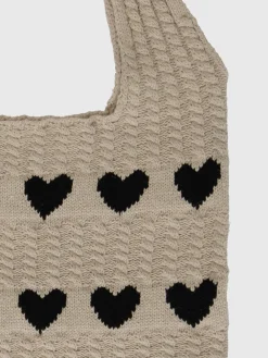 New Heart Pattern Knit Shoulder Bag Bags|Accessories