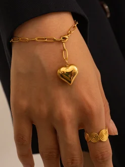 Outlet Heart Pendant Chain Link Bracelet Rings & Bracelets|Accessories