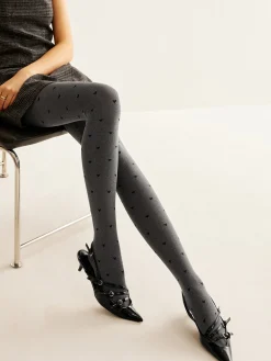 Clearance Heart Print Velvet Tights Socks & Tights|Accessories