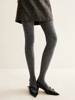 Clearance Heart Print Velvet Tights Socks & Tights|Accessories