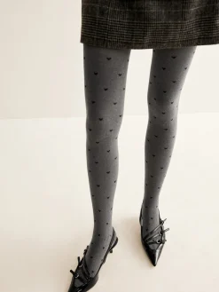 Clearance Heart Print Velvet Tights Socks & Tights|Accessories