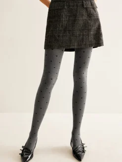 Clearance Heart Print Velvet Tights Socks & Tights|Accessories