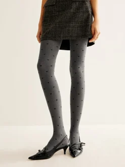 Clearance Heart Print Velvet Tights Socks & Tights|Accessories