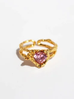 Discount Heart Rhinestone Adjustable Open Ring Rings & Bracelets|Accessories
