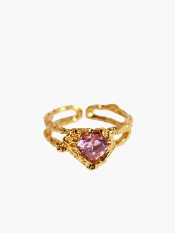 Discount Heart Rhinestone Adjustable Open Ring Rings & Bracelets|Accessories