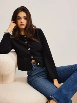 Heart-Button Regular Fit Blazer Outerwear|Blazers
