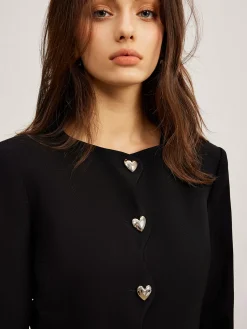 Heart-Button Regular Fit Blazer Outerwear|Blazers