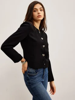 Heart-Button Regular Fit Blazer Outerwear|Blazers