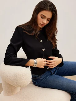 Heart-Button Regular Fit Blazer Outerwear|Blazers