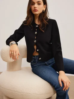 Heart-Button Regular Fit Blazer Outerwear|Blazers