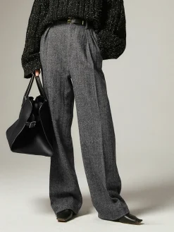 Hot Herringbone Pockets Wide Leg Dress Pants Wide Leg|Pants