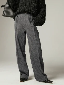 Hot Herringbone Pockets Wide Leg Dress Pants Wide Leg|Pants