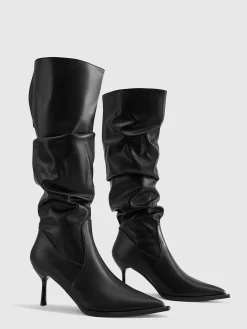 Online High Heel Ruched Knee-High Boots Shoes|Accessories