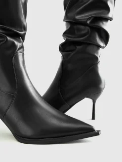 Online High Heel Ruched Knee-High Boots Shoes|Accessories