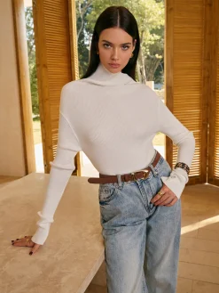 Sale High Stretch Asymmetrical Skinny Sweater Knitwear|Tops