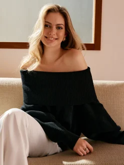 Clearance High Stretch Off-Shoulder Shift Sweater Sweater Tops|Sweaters & Cardigans