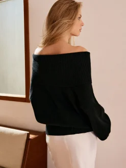 Clearance High Stretch Off-Shoulder Shift Sweater Sweater Tops|Sweaters & Cardigans