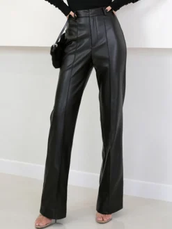 Outlet High Waist Faux Leather Pants Pants|Bottoms