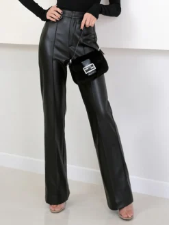 Outlet High Waist Faux Leather Pants Pants|Bottoms