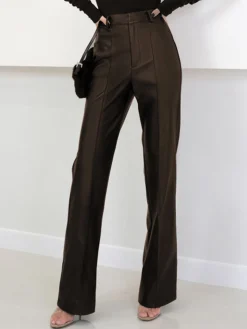 Outlet High Waist Faux Leather Pants Pants|Bottoms