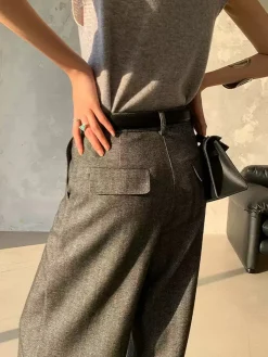 Discount High Waist Pleated Pants Without Belt Pants|Bottoms