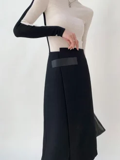 Clearance High Waist Tweed Asymmetric Wrap Midi Skirt Skirts|Bottoms