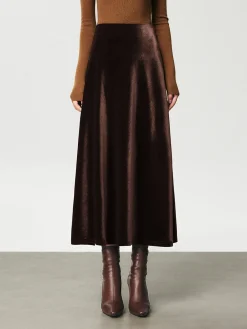 Sale High Waist Velvet Maxi Skirt Skirts|Bottoms