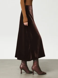 Sale High Waist Velvet Maxi Skirt Skirts|Bottoms