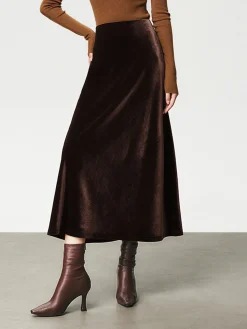 Sale High Waist Velvet Maxi Skirt Skirts|Bottoms