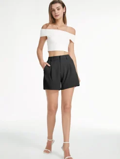 Clearance High Waisted Pastel Trouser Shorts Shorts|Bottoms