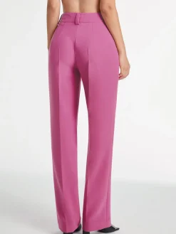 Clearance High Waisted Pleat Front Solid Colored Straight Leg Trousers Wide Leg|Pants