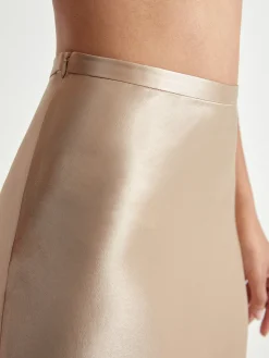 Hot High Waisted Satin Flowy Midi Skirt Skirts|Bottoms