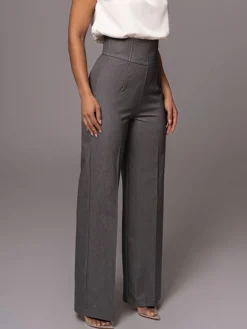 Clearance High Waistline Straight Leg Pants Pants|Bottoms