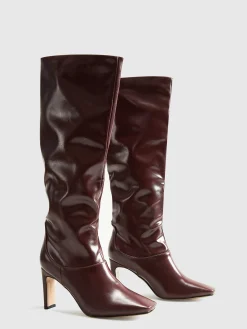 High-Heel Square Toe Knee-High Boots Shoes|Accessories