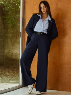 High-Waist Belted Long Pants Pants|Matching Sets