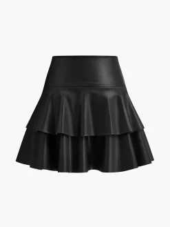 High-Waist Corset Ruffle Skirt Skirts|Bottoms