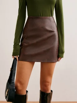 Outlet High-Waist Crocodile Mini Skirt Skirts|Bottoms